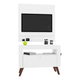 Rack Com Painel Retrô Tv 36 1 Gaveta Multimóveis Cr45195 Cor Branco