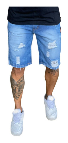 Bermuda Jeans Masculina Rasgada Pronta Entrega