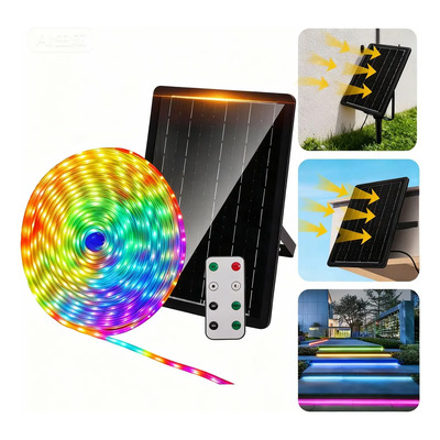 Tira Led Solar Aigostar 200w Rgb 20m Ip65 Panel Monocristalino Control Remoto