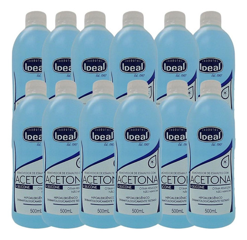 Kit C/12 Removedor De Esmaltes Com Acetona Ideal 500ml