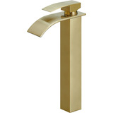 Grifo Para Baño Caña Larga Monocomando Dorado Cepillado