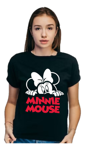 Minnie Mouse - Remera Negra - Manga Corta Unisex - Moda 