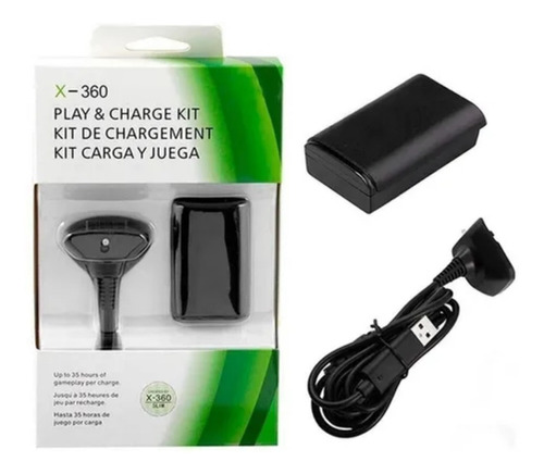 Kit Carga Y Juega Bateria Pila Xbox 360 De Cargador Control 