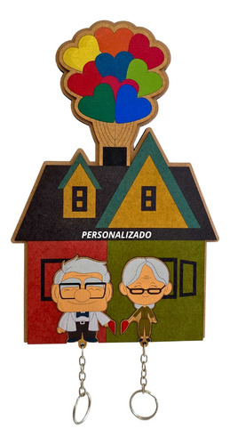 Porta Chaves Up Novas Aventuras Colorido + Personalizado Mdf