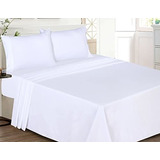 Sábanas Y Fundas - Ruvanti 4 Pcs Queen Size White Bed Sheets