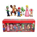 Set Mario 6 Figuras Pvc Regalo Niños Incluye Stickers Mario