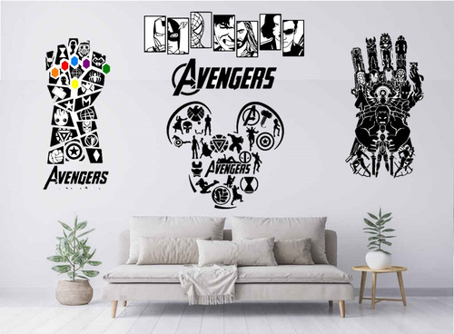Vinil Decorativo Avengers Marvel Iron Man Thor Cap Thanos