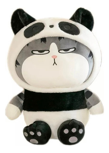 Peluche Gato Enojado Con Disfraz De Panda Ultra Suave Kawaii