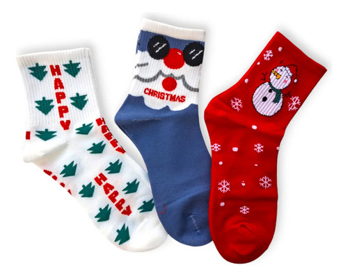 Calcetas Cortas Muñeco De Nieve Navidad Navideño | Meses sin interés