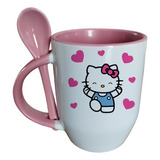 Taza Con Cuchara Hello Kitty Personalizable