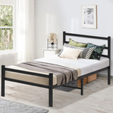 Lusimo Base De Cama Individual De Metal Con Cabecero, Base D