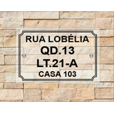 4-placas Em Vidro C/ Endereço Residencial 20x30  Trasparente