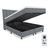 Colchão Magnético King 1,93x2,03 Massageador Energia Bio Quântica Infra Vermelho Anti Germes + Cama Box Bau + Cabeceira