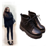 Botas Negras Zapatos Comodos Dama Plataforma Casual Mujer