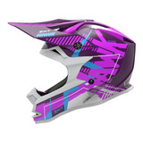 Casco Moto Hawk Zx7 Mx Cross Enduro Violeta Mujer Oficial