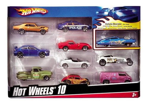 Hot Wheels Pacote  Com 10 Carrinhos Sortidos - Mattel