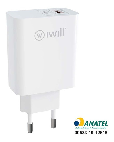 Carregador Iwill Turbo Quick Charger Tipo-c Usb 30w Rápido