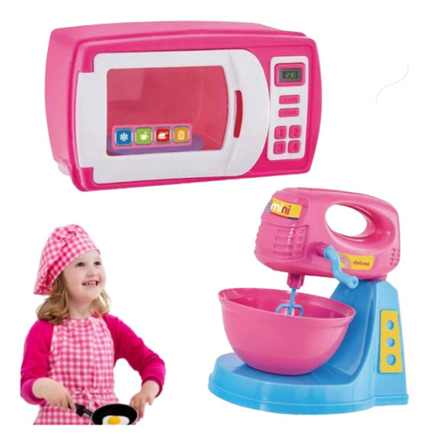 Brinquedo Cozinha Infantil Kit Completo Microondas Batedeira