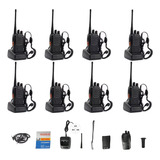 8pz Radios Bf-888s Uhf Walkie Talkie Con Linterna Cable Usb