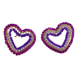 Aretes En Topo Tejido Miyuki En Corazón