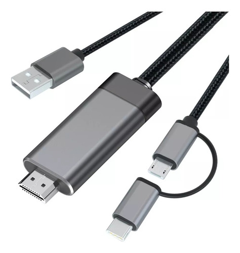 Cable Adaptador Micro Usb 2 En 1 A Hdmi Tipo C