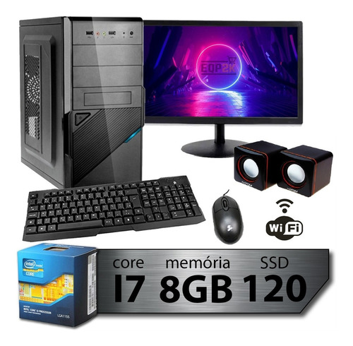 Computador Completo Intel Core I7 8gb Ssd 120gb Monitor 15