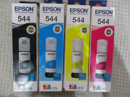 Tinta Epson Ecotank 544. Negro Cian Magenta Amarillo Lote X4