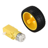 Roda C/ Pneu + Motor Dc 3 A 6v Redução Robotica Para Arduino