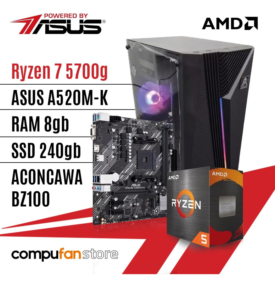 Pc Gamer Powered By Asus Ryzen 7 5700g A520m-k 8gb