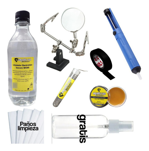 Kit Tercera Mano + Desoldador + Alcohol Isopro + Accesorios