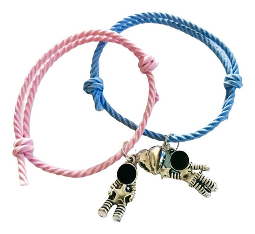 Pulsera Pareja Con Iman Dije Astronauta Amistad Pareja Set