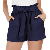 Pack6 Short Casual Mujer Liso Tiro Alto Con Pretina Elástica