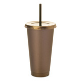 10 Vasos Reusables Con Popote Para Cafe Frio 24 Oz Color Bronce