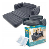 Sofá Cama Inflable Doble Intex Sillon Puff Con Portavasos