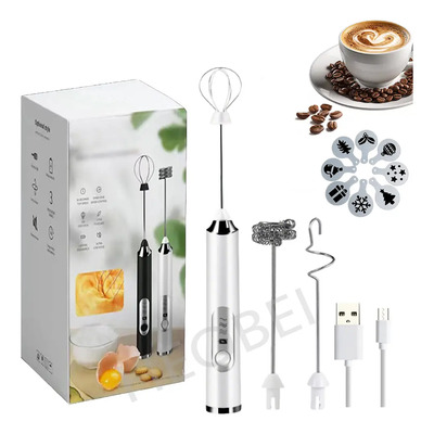 Batidores Electrico Leche De Café Espumador,3 Velocidades Heobei Color Blanco Con 3 Batidores Acero Inoxidable+8 Piezas Plantillas Herramienta De Moldear Café | MercadoLibre