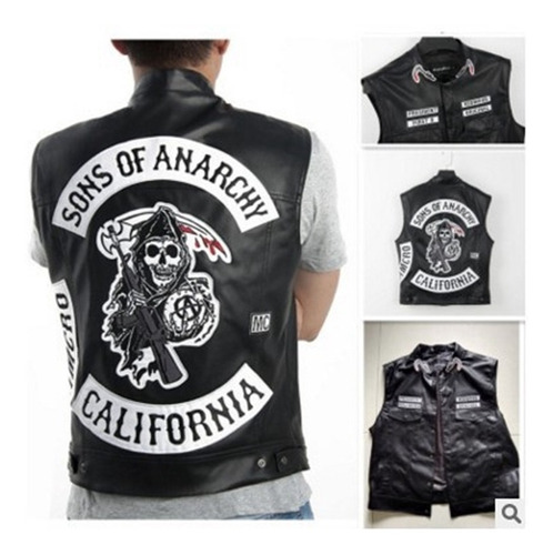 Chaleco De Piel Para Moto Sons Of Anarchy Punk