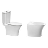 Combo Inodoro Deposito Dual Con Tapa Y Bidet Abruzzo Piazza