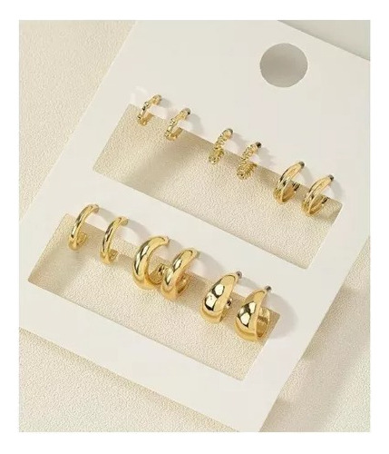 Pack De 6 Aros Aretes Argollas Dorados Latinas