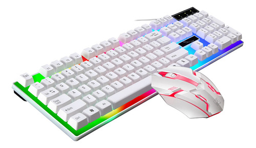 Kit Teclado Mouse Gamer Luz Rgb Iluminado Led Usb