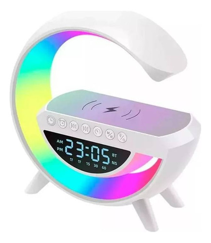 Parlante Lampara G Cargador Inalámbrico Rgb Reloj  Bt