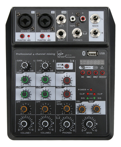 Consola De Mezcla De Sonido De 4 Canales, Mezclador Usb Pequ