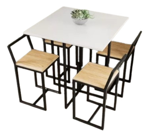 Conjunto Mesa Branca 4 Cadeiras Pequena Pinus Industrial Pt