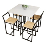 Conjunto Mesa Branca 4 Cadeiras Pequena Pinus Industrial Pt