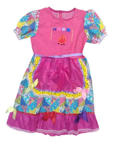 Fantasia Festa Junina Colors Infantil Vestido Caipira Arraiá