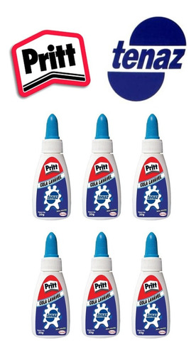 Kit Cola Branca Liquida Tenaz Pritt 35g Escolar Slime C/6