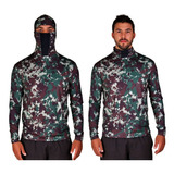 Camiseta Ninja Camuflada C/ Capuz  Uv50+ Para Pesca Airsoft 