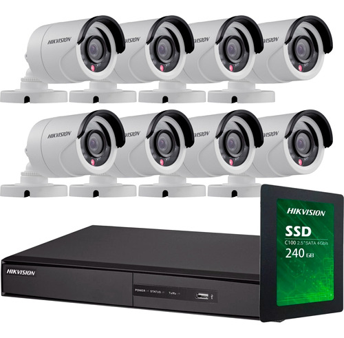 Kit Seguridad Hikvision Dvr 16 Canales + 1tb + 8 Camaras