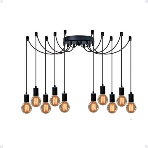 Luminária Pendente Lustre Industrial Aranha Spider 8 Fios 3m