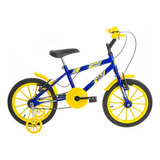 Bicicleta  Infantil Ultra Bikes Bike Ultra Kids Aro 16 1v Freios V-brake Cor Azul/amarelo Com Rodas De Treinamento