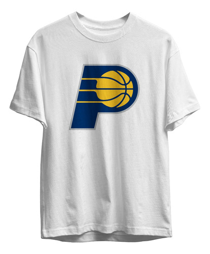 Remera Basket Nba Indiana Pacers Blanca Logo Simple